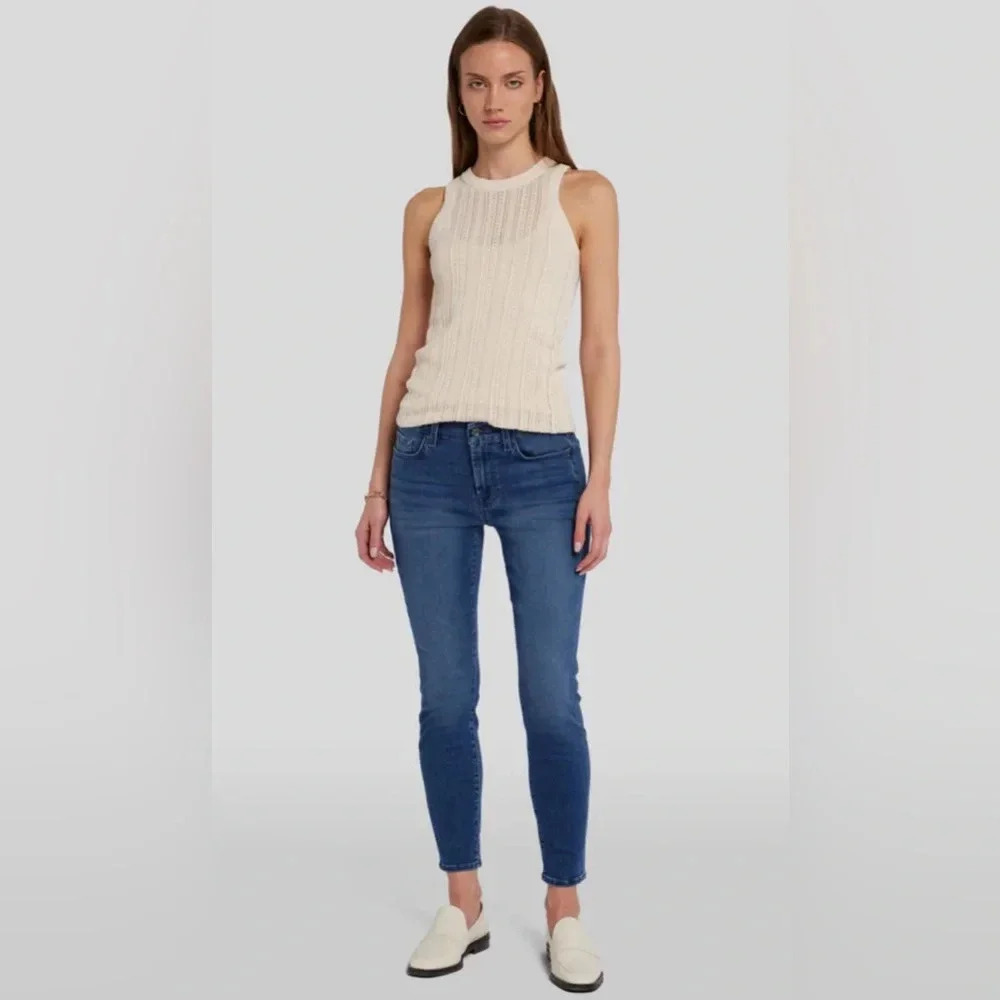 7 For All Mankind B(air) Women’s The Skinny Dark‎ Wash High-rise Jeans Sz 26 EUC